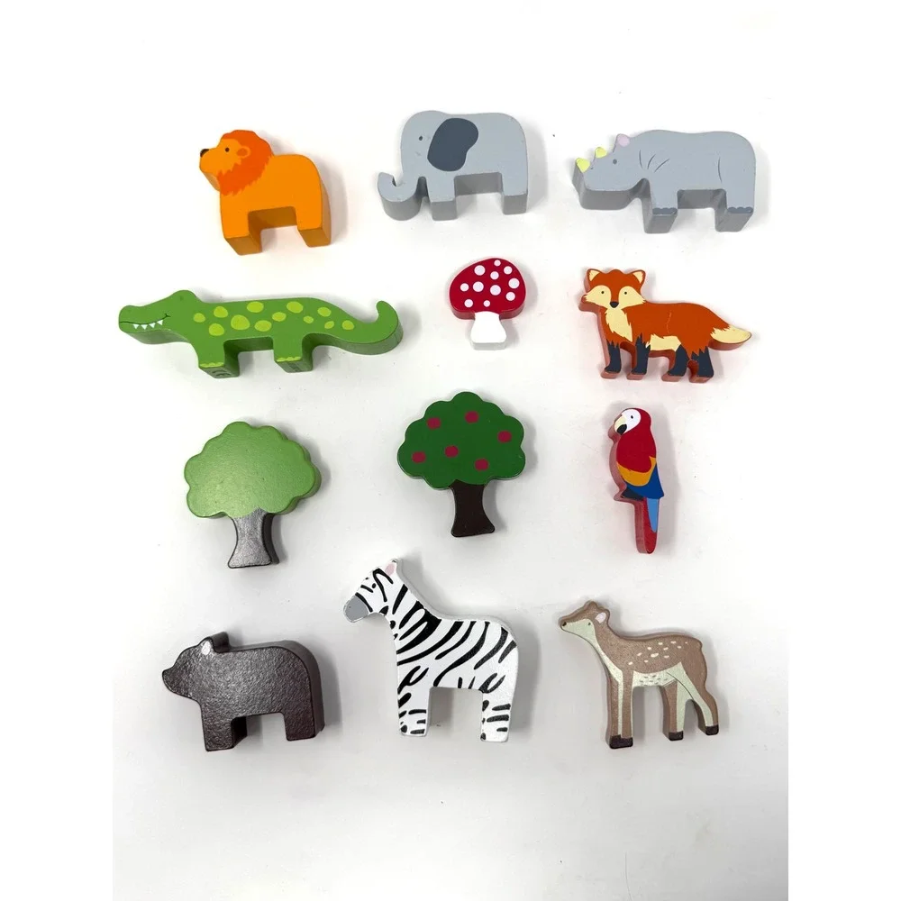 12 Piece Wooden Animal Balancing Blocks Stacking Toy Set Multicolored Montessori